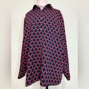 J.Jill wearever easy care Stylish Geometric Patterned blouse in size XL